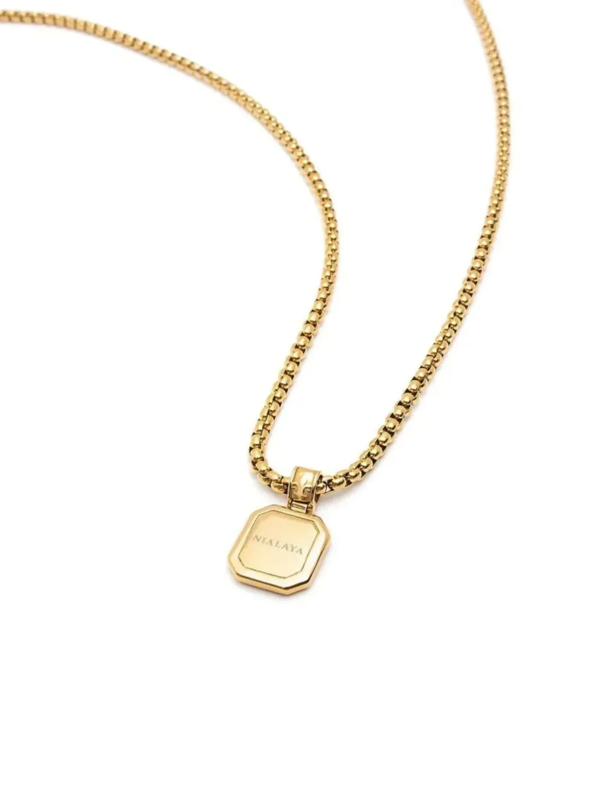 Nialaya Jewelry スクエア オニキス ペンダント ネックレス - 画像3
