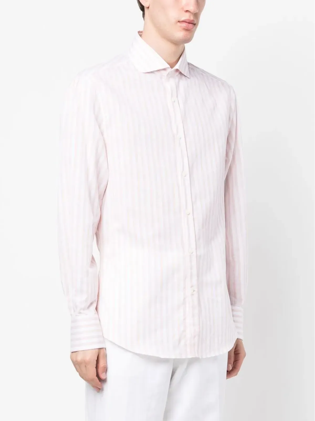 Brunello Cucinelli ストライププリント長袖シャツ - ピンク - 画像3