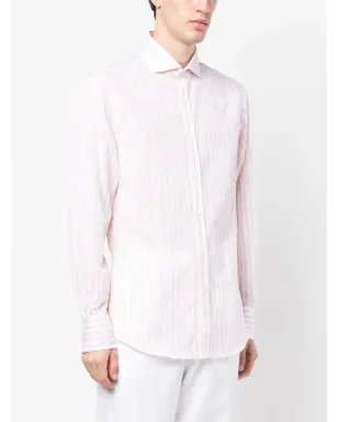 Brunello Cucinelli ストライププリント長袖シャツ - ピンク - サムネイル3
