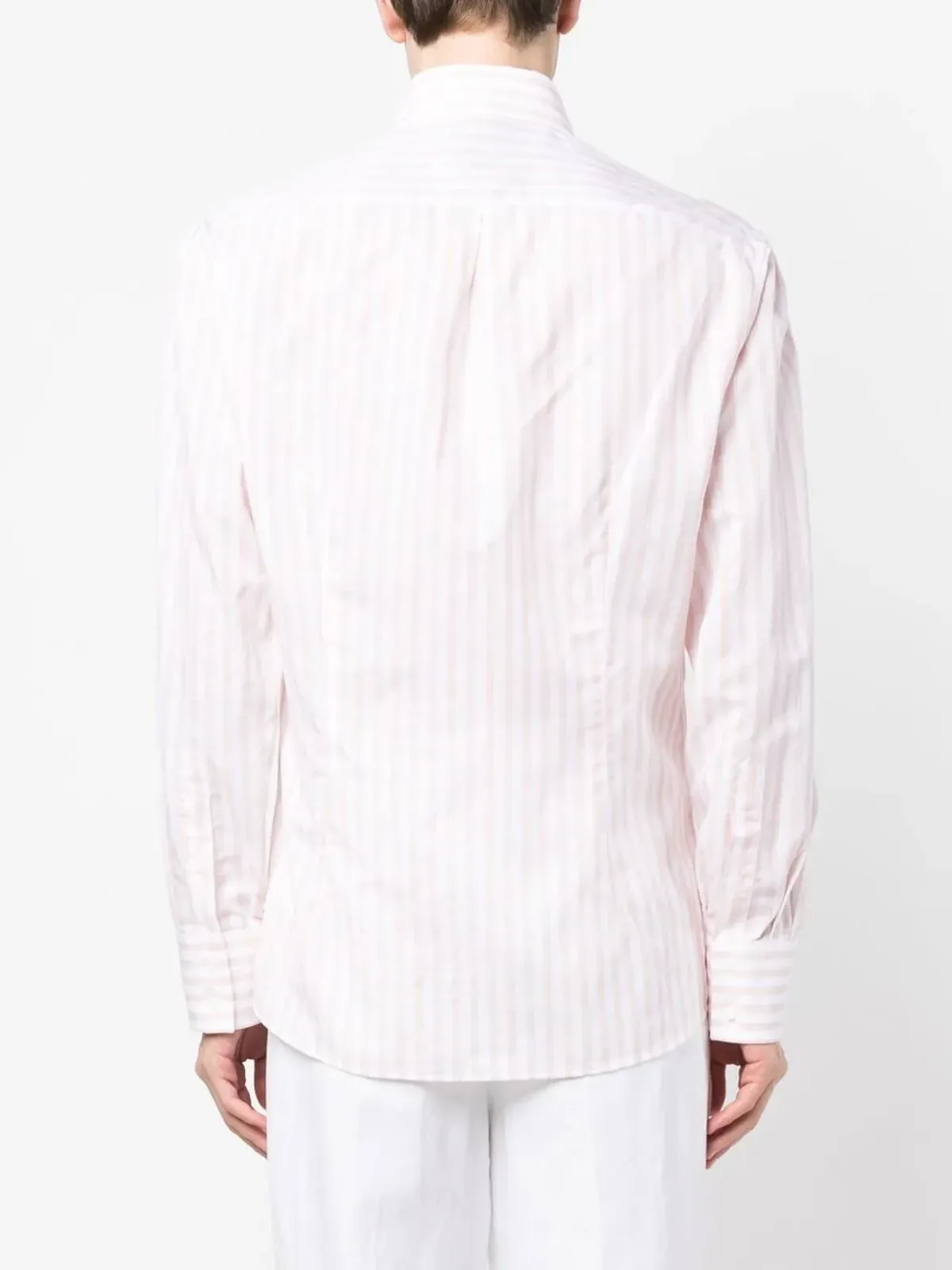 Brunello Cucinelli ストライププリント長袖シャツ - ピンク - 画像4