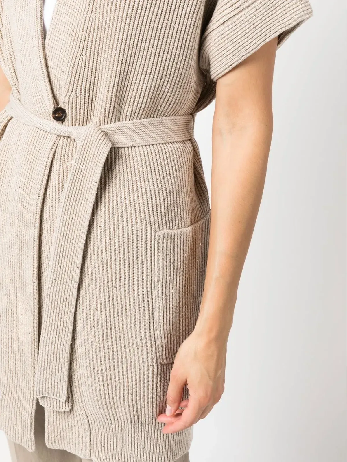 Brunello Cucinelli チャンクニット ノースリーブカーディガン ブラウン - 画像5