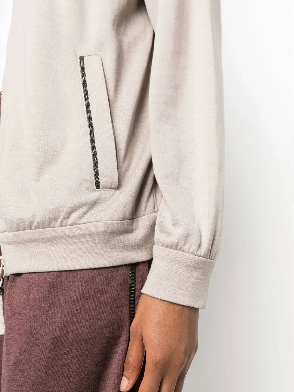 Brunello Cucinelli ジャージー編み ドローストリング付きジップフーディ - 画像5