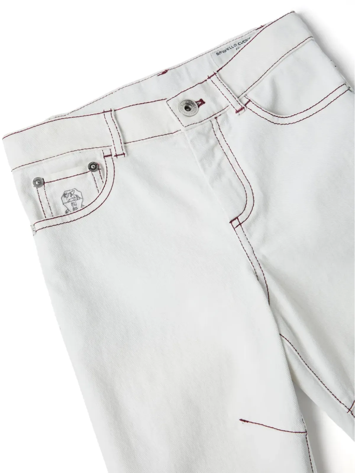 Brunello Cucinelli Kids ステッチディテール ストレートジーンズ - 画像3