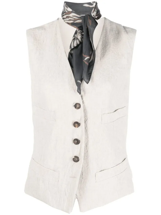 Brunello Cucinelli Brunello Cucinelli Vネック ボタンアップ ウエストコートの商品画像