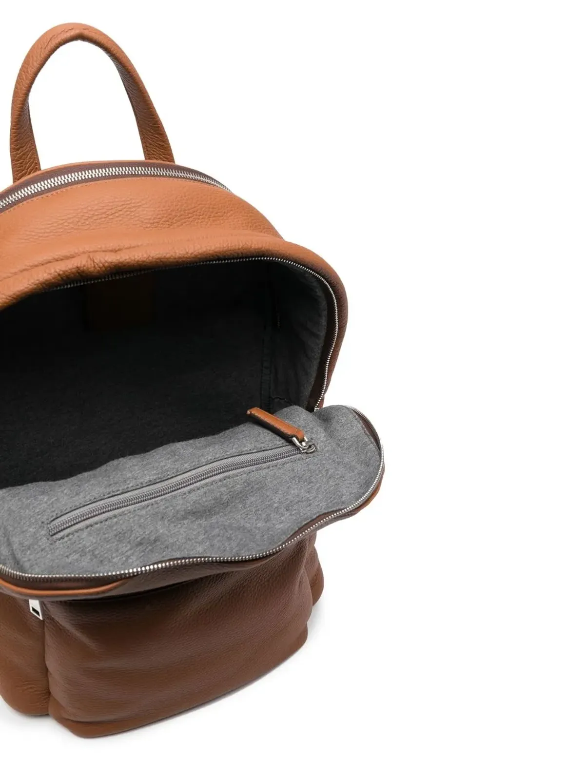 Zegna ロゴプレート付きレザーバックパック - 画像5