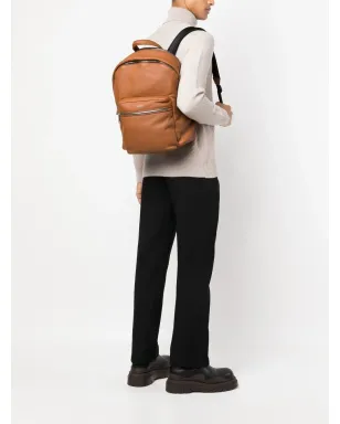 Zegna ロゴプレート付きレザーバックパック - サムネイル2