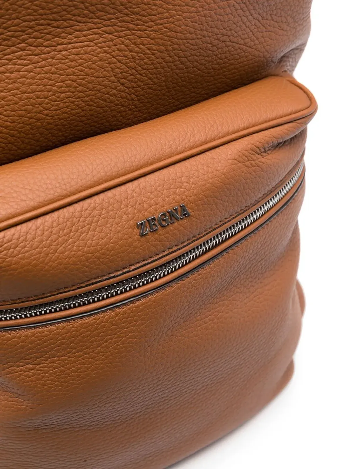 Zegna ロゴプレート付きレザーバックパック - 画像4
