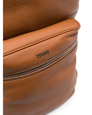 Zegna ロゴプレート付きレザーバックパック - サムネイル4