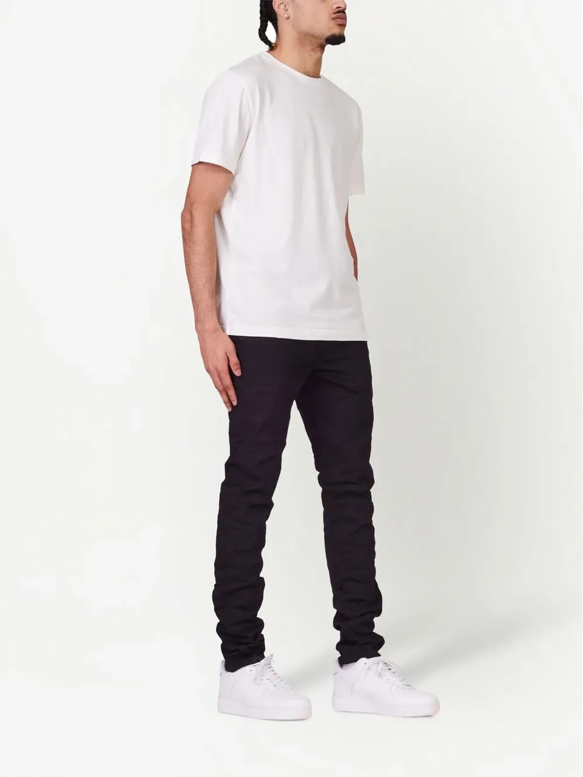 Purple Brand シワ加工のスリムカットジーンズ（ブラック） - 画像3