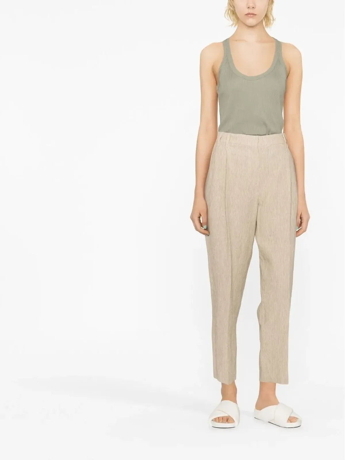 Brunello Cucinelli クロップドリネンパンツ - 画像3