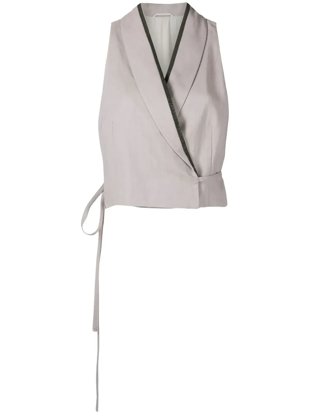 Brunello Cucinelli クロップド シルクリネン ジレジャケット - 画像1