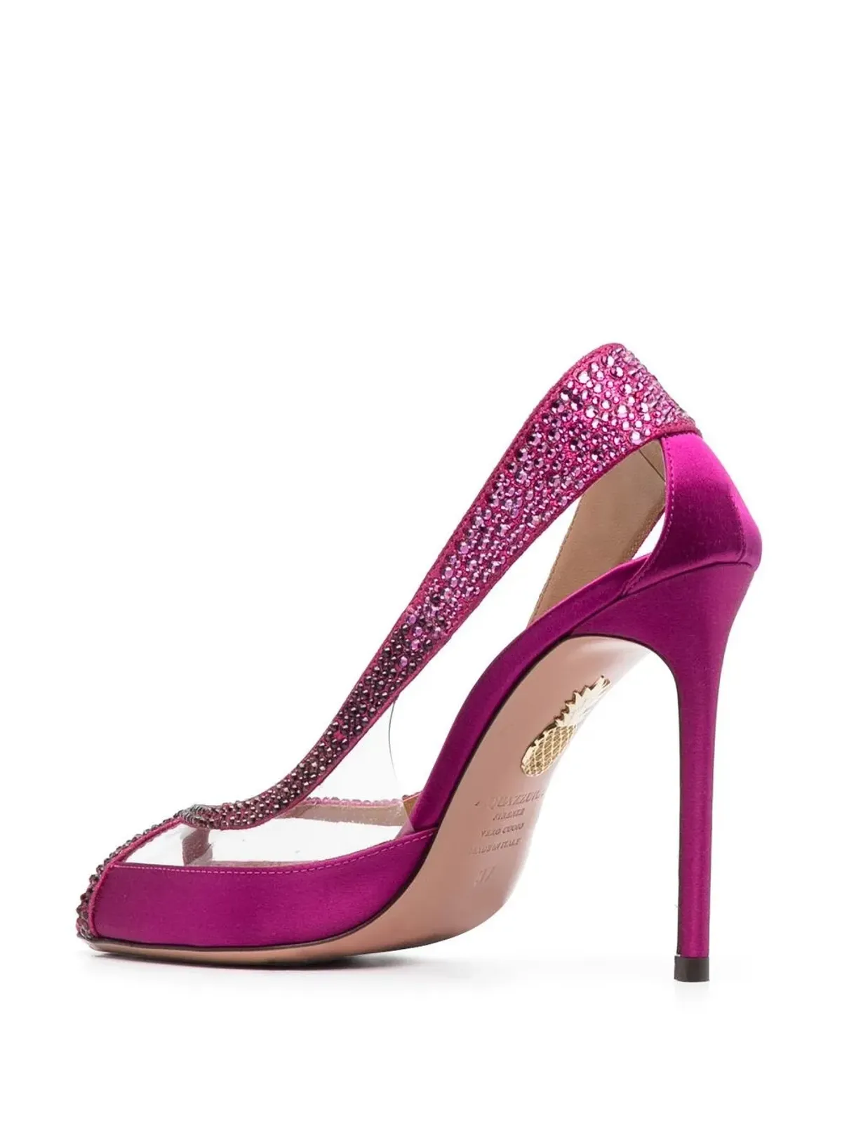 Aquazzura ピンクのクリスタル装飾パンプス - 画像3