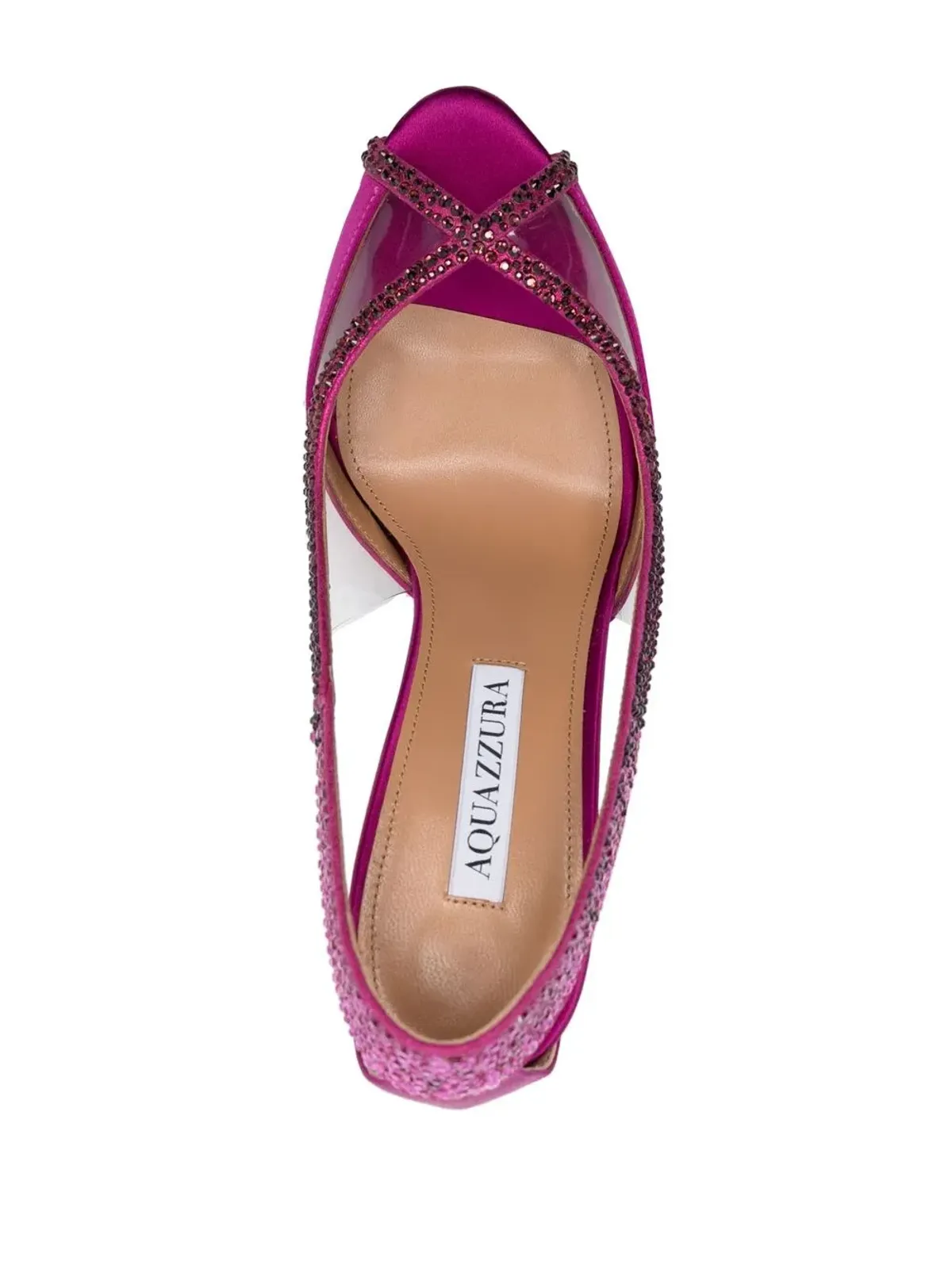 Aquazzura ピンクのクリスタル装飾パンプス - 画像4