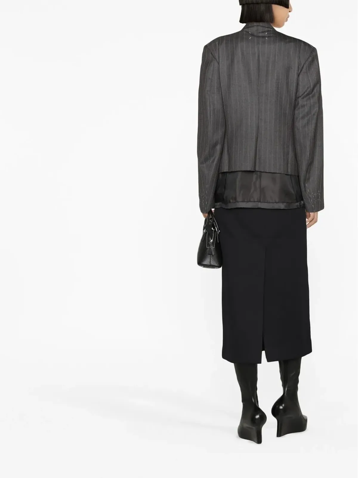 Maison Margiela 接ぎ目のあるピンストライプウールブレザー - 画像3