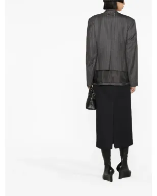 Maison Margiela 接ぎ目のあるピンストライプウールブレザー - サムネイル3