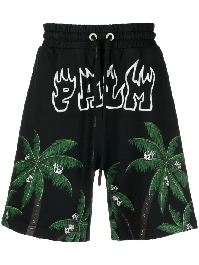 Palm Angels Palm Angels パームエンジェルス パームプリント スウェットショーツ - ブラックの商品画像