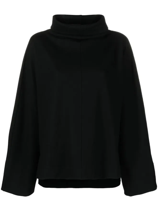 Issey Miyake Issey Miyake mock-neck wide-sleeved top - Blackの商品画像