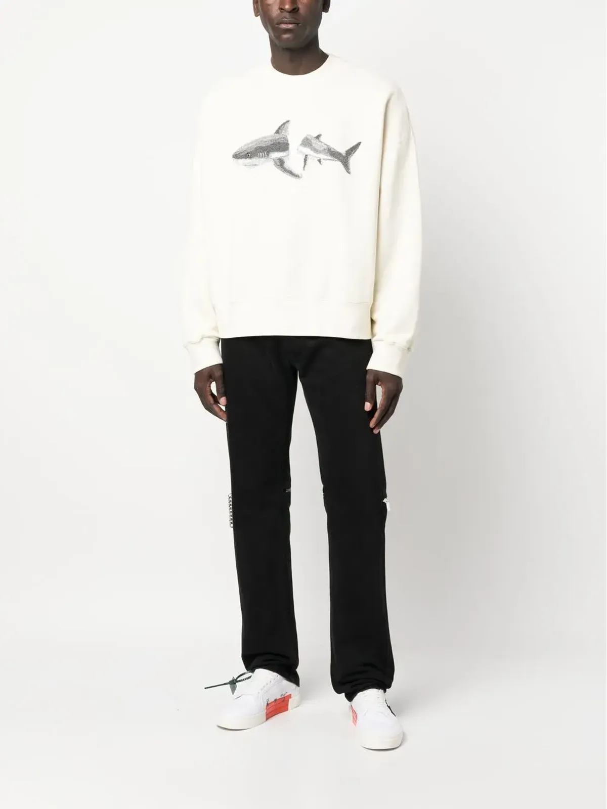 Palm Angels シャークプリント クルーネック スウェット - 画像2
