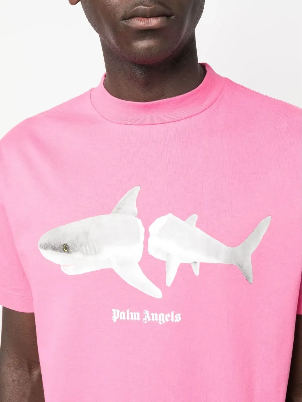 Palm Angels サメ柄オーガニックコットンTシャツ（ピンク） - 画像5