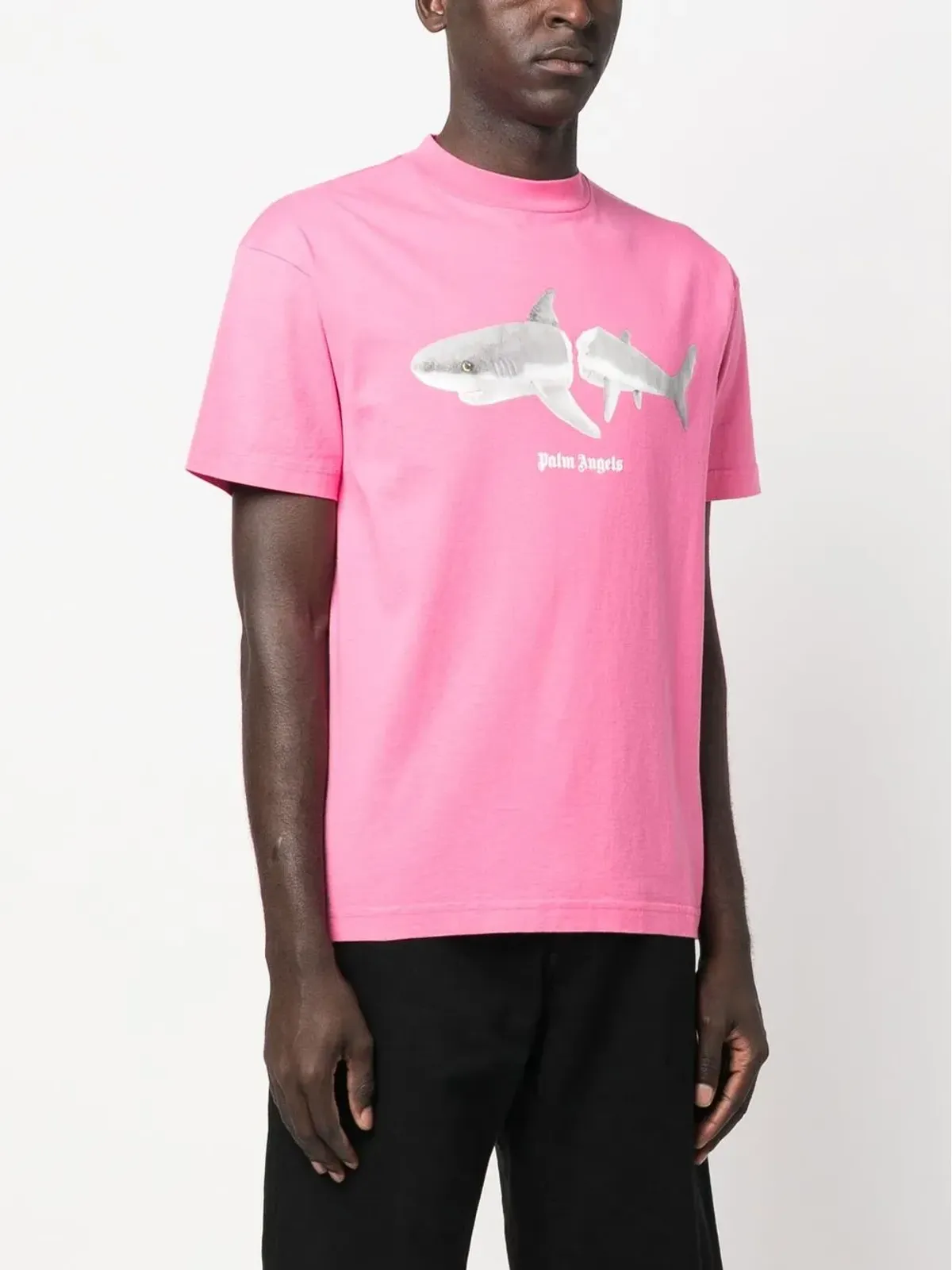 Palm Angels サメ柄オーガニックコットンTシャツ（ピンク） - 画像3