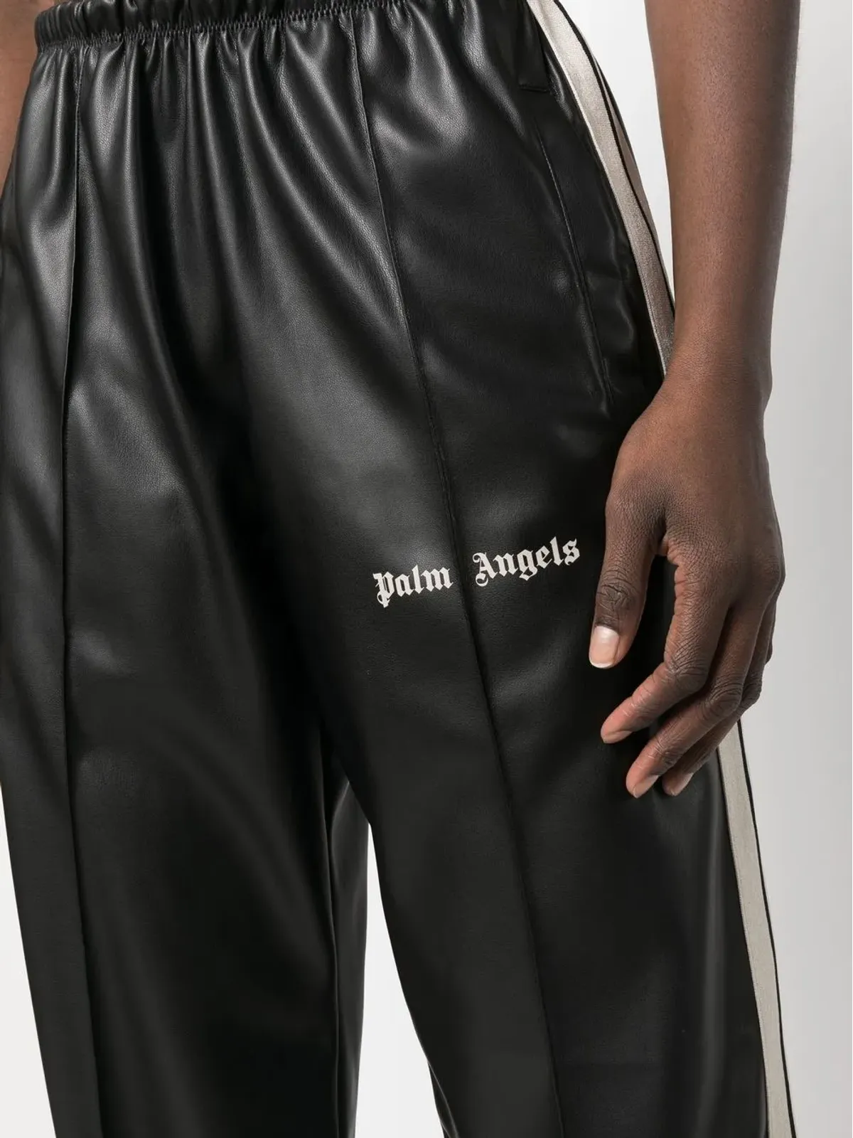 Palm Angels ロゴプリント フェイクレザー トラックパンツ - ブラック - 画像5