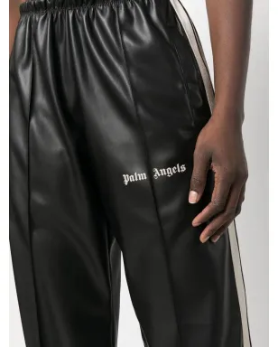 Palm Angels ロゴプリント フェイクレザー トラックパンツ - ブラック - サムネイル5