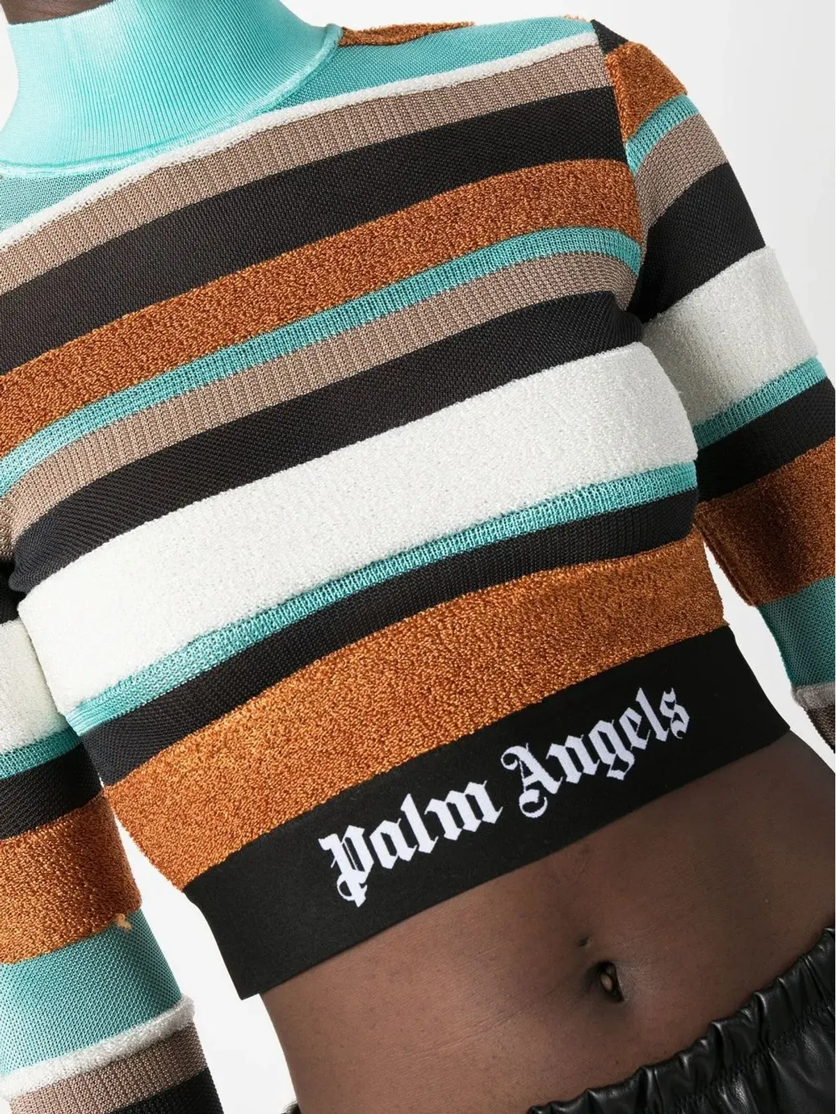 Palm Angels ロゴウェストバンド付きストライプ タートルネックトップ - ブルー - 画像5