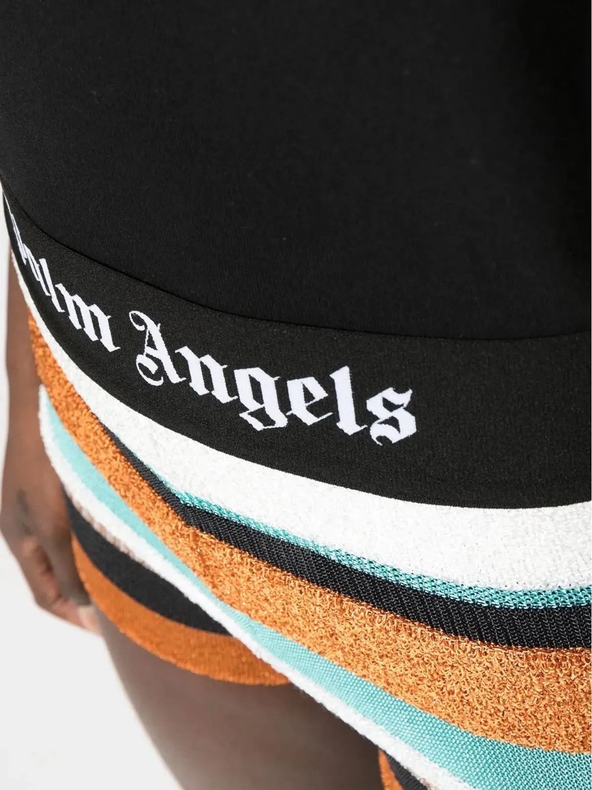 Palm Angels ロゴ入りウエストバンド付きストライプニットショーツ - 画像5