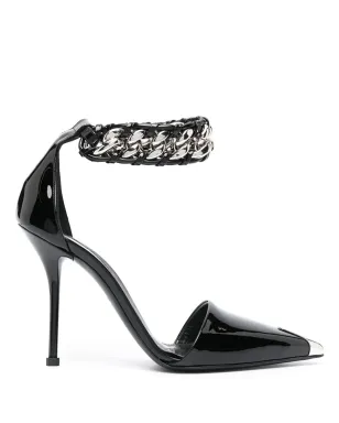 Alexander McQueen 105mm チェーン・トリム レザー パンプス - ブラック - サムネイル1