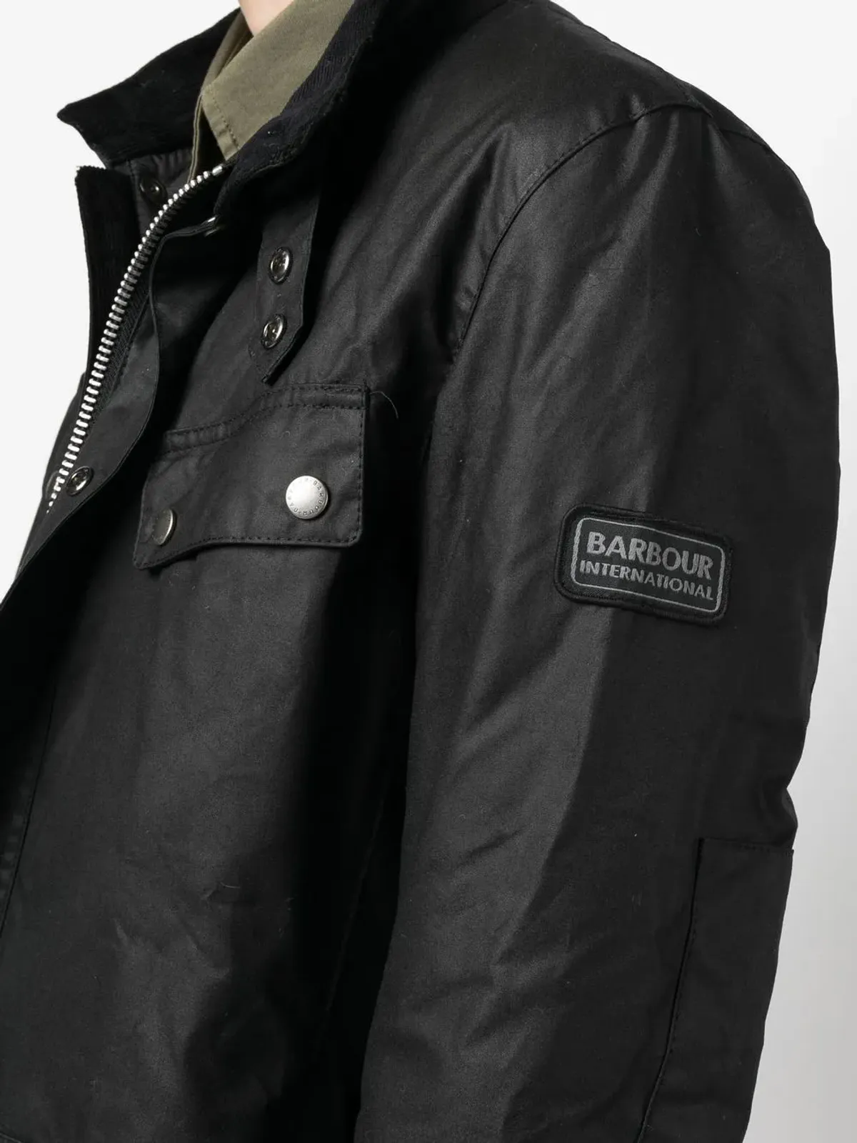 Barbour International Duke コットンワックスジャケット ブラック - 画像5