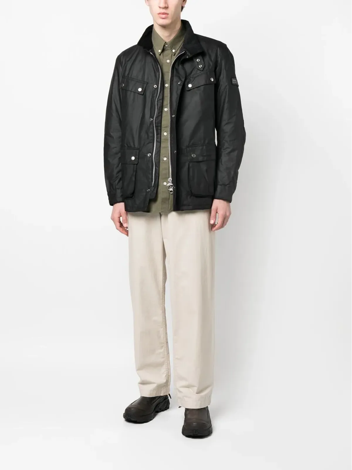 Barbour International Duke コットンワックスジャケット ブラック - 画像2