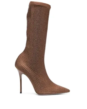 Gedebe Logan 115mm crystal-embellished boots - Brown - サムネイル1