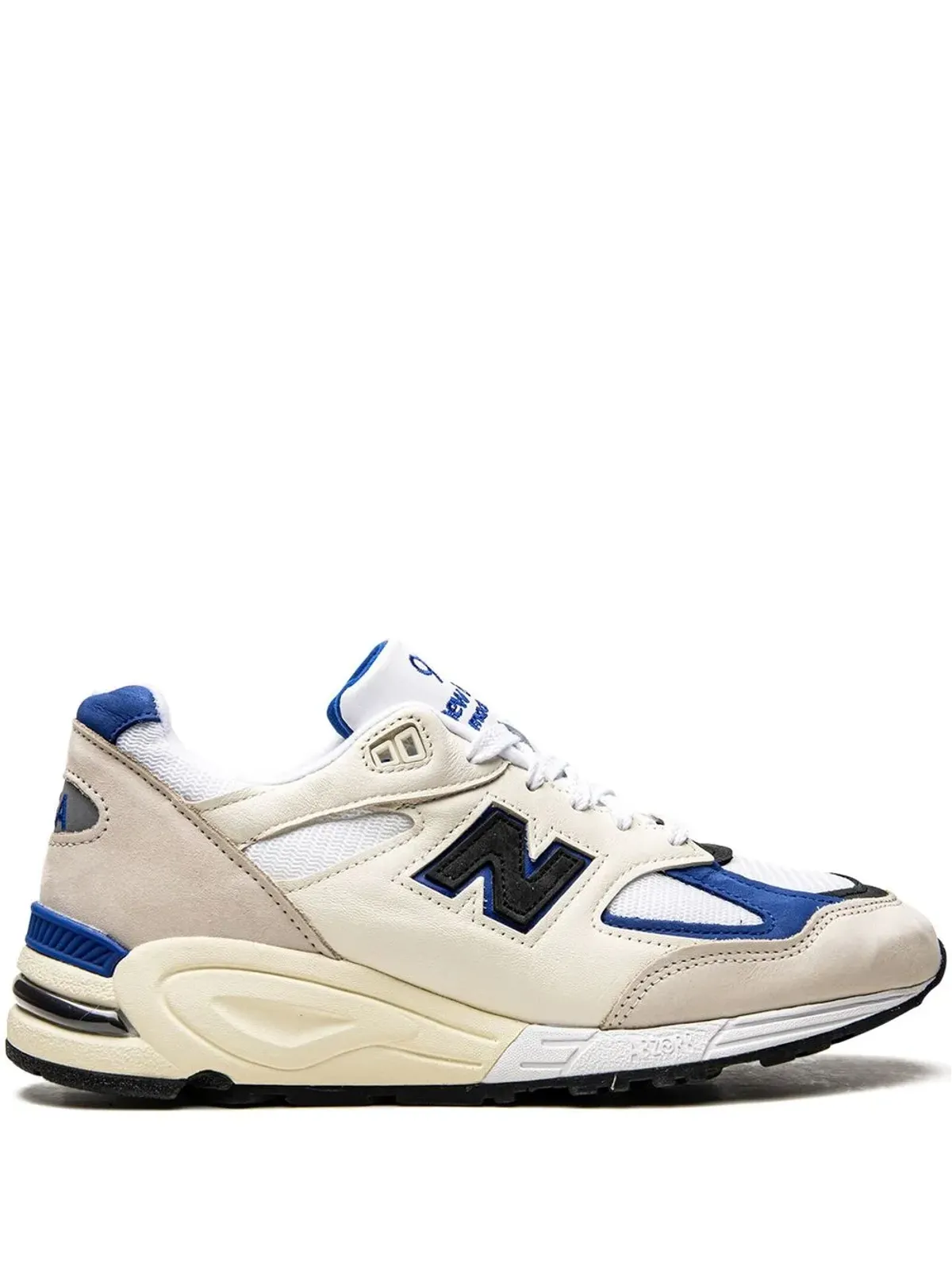 New Balance テディ・サンティス 990 V2 Made in USA ホワイト/ブルー スニーカー - 画像1