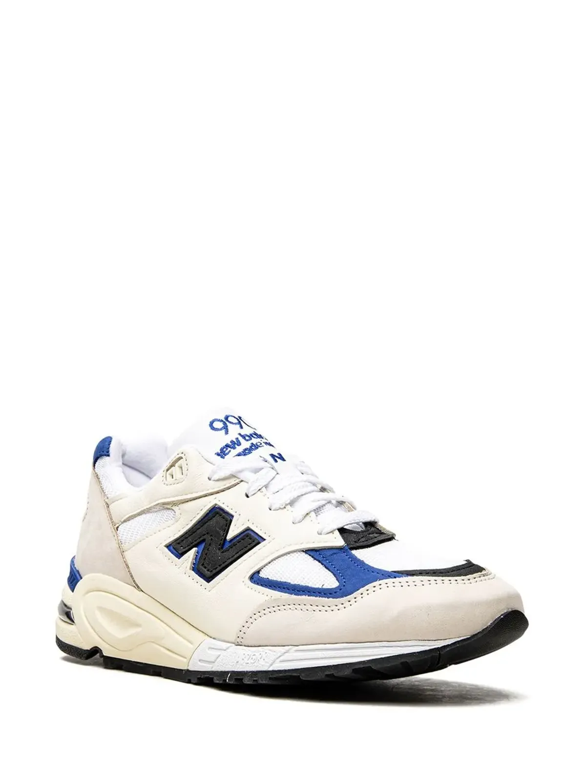 New Balance テディ・サンティス 990 V2 Made in USA ホワイト/ブルー スニーカー - 画像2