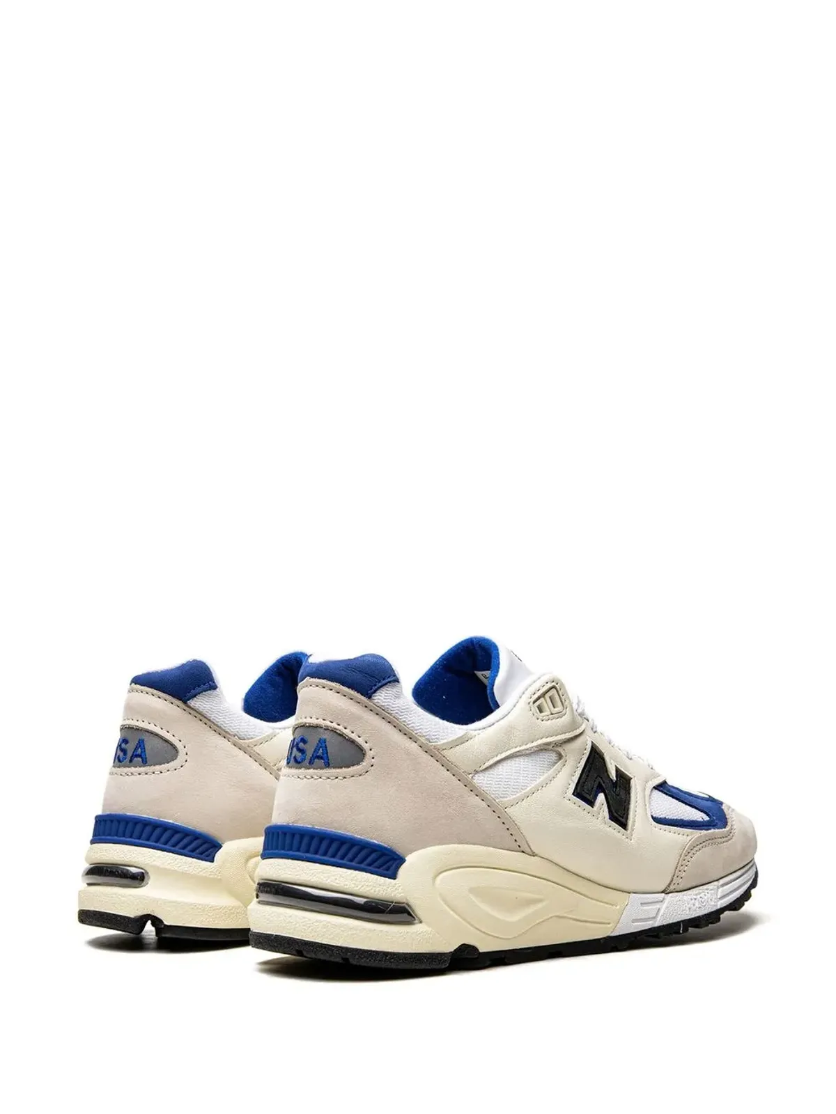 New Balance テディ・サンティス 990 V2 Made in USA ホワイト/ブルー スニーカー - 画像4