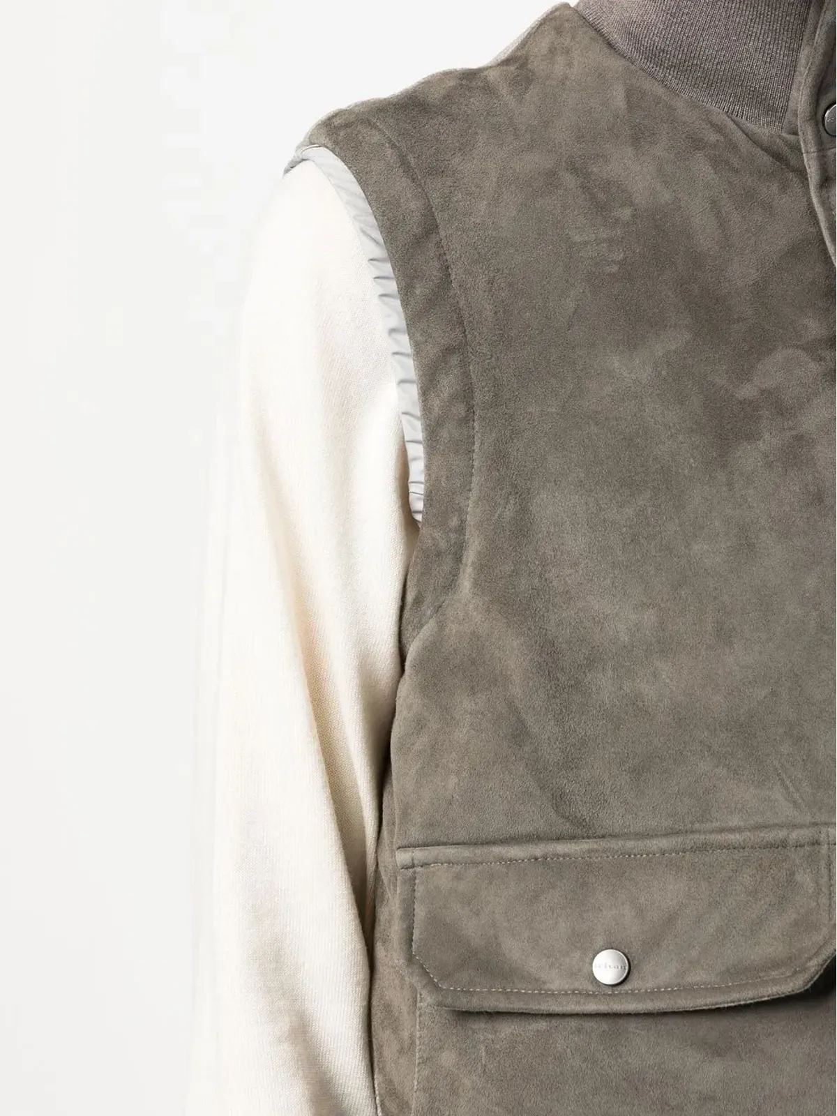 Kiton フェザー ダウン スエード パディド ジレ - 画像5