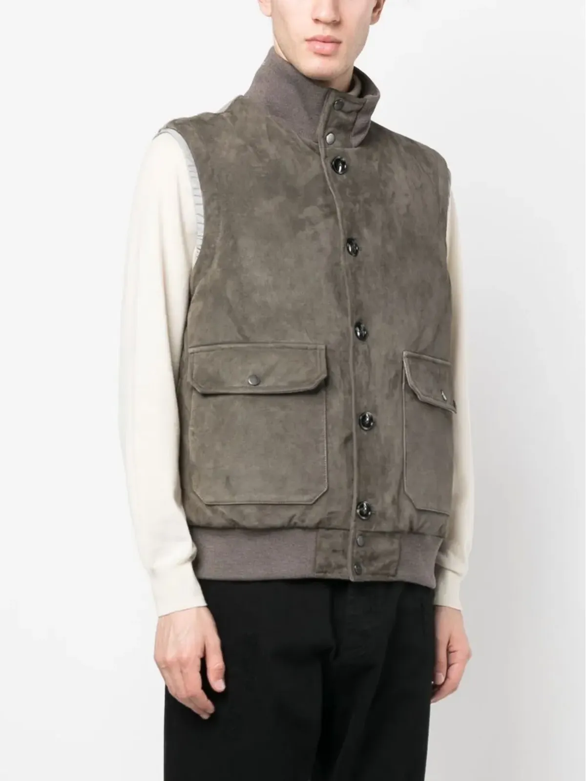 Kiton フェザー ダウン スエード パディド ジレ - 画像3