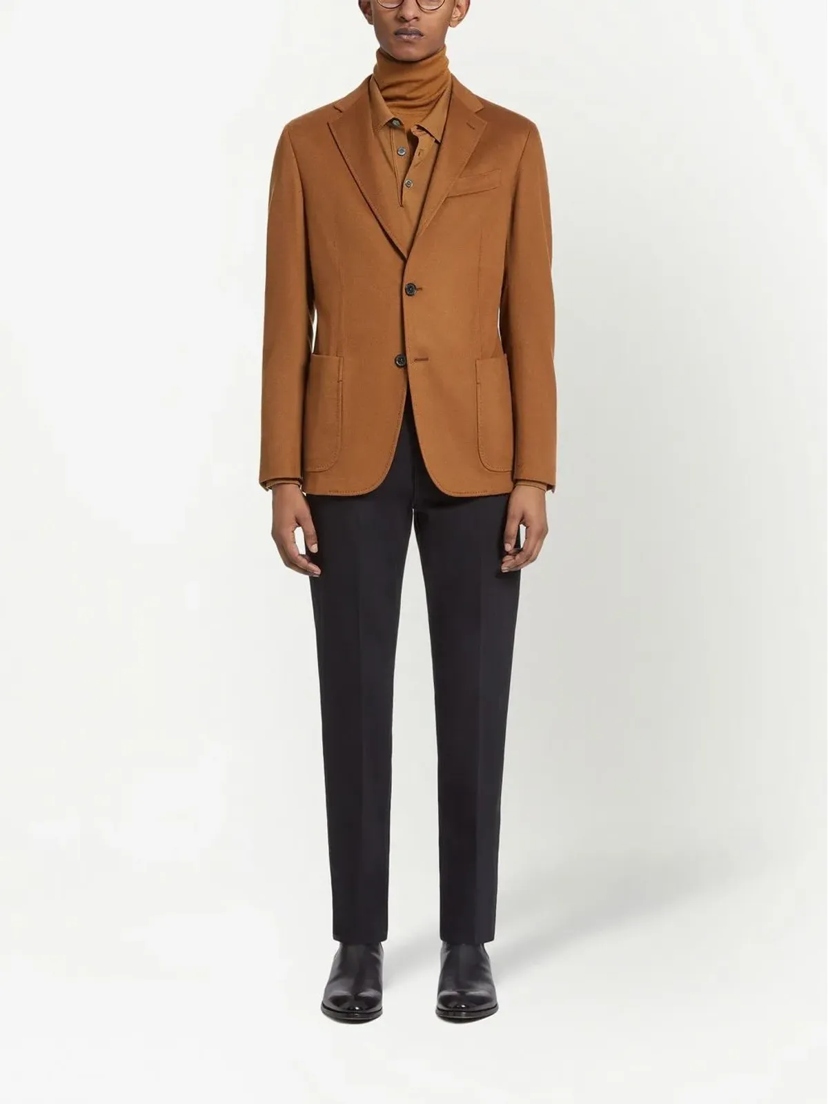 Zegna オアジー シングルブレスト カシミア ブレザー ブラウン - 画像2