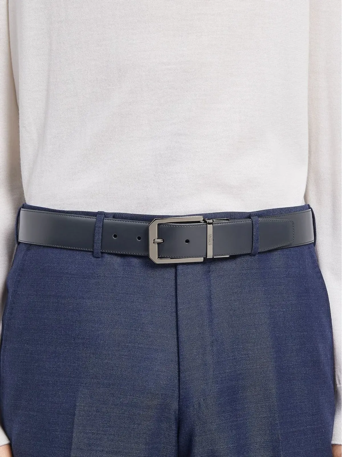 Zegna グレインドレザー リバーシブル ベルト - ブルー - 画像3