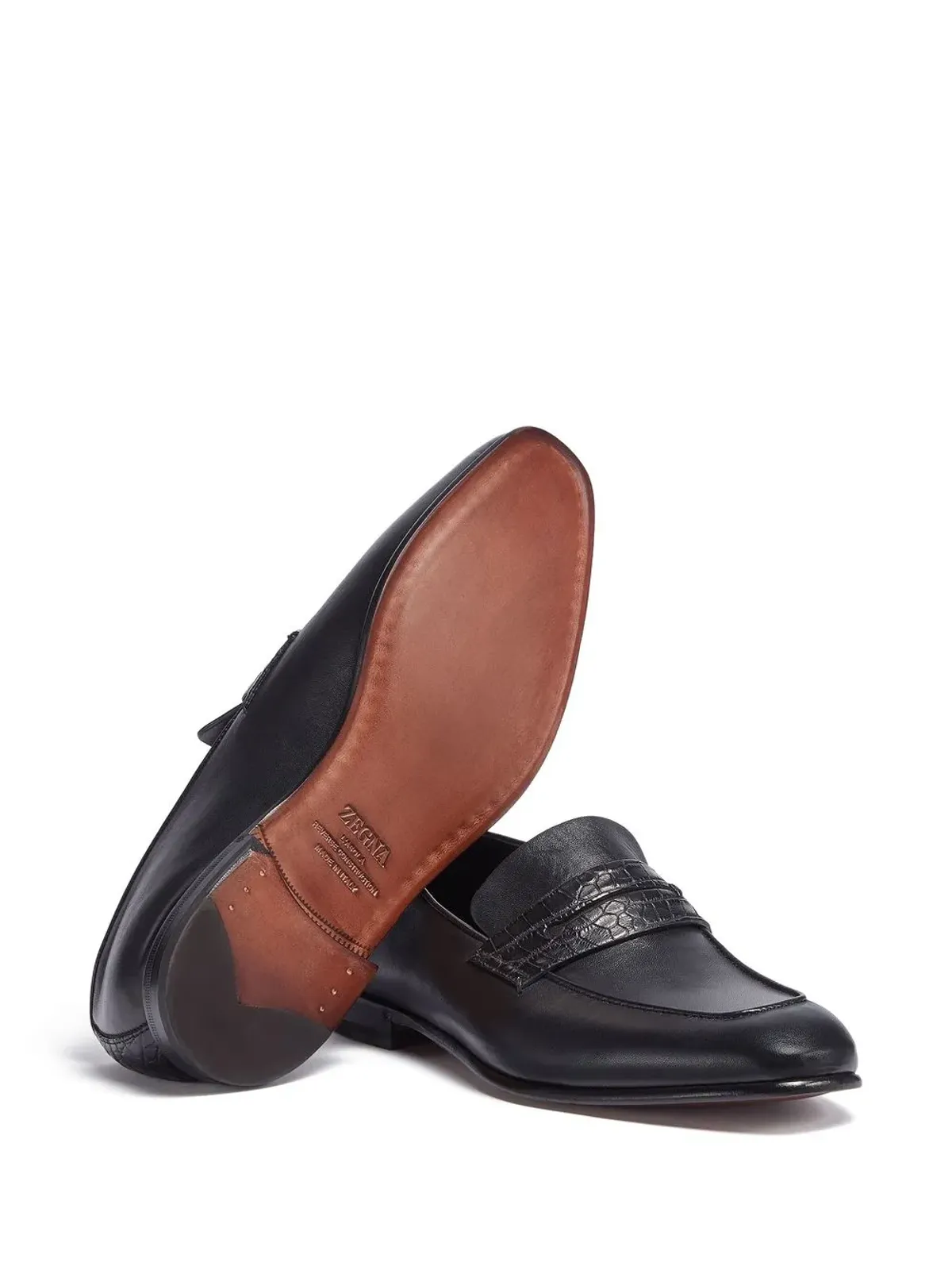 Zegna L'Asola leather loafers - Black - 画像3