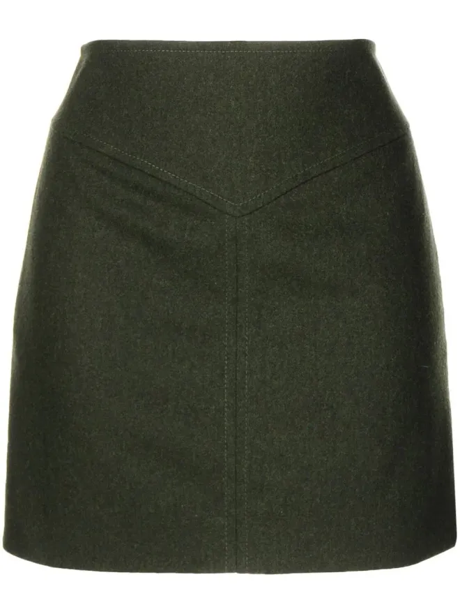 0711 0711 virgin wool-cashmere mini skirt - Greenの商品画像