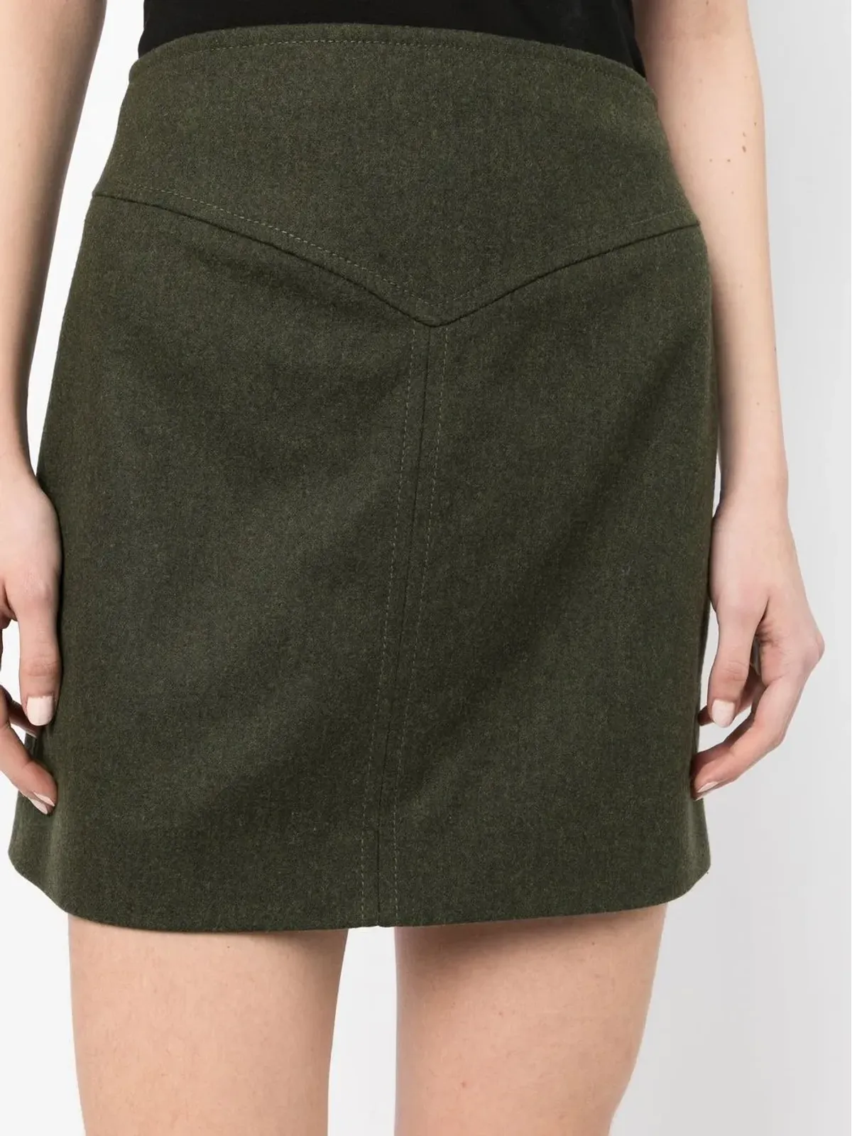 0711 virgin wool-cashmere mini skirt - Green - 画像5