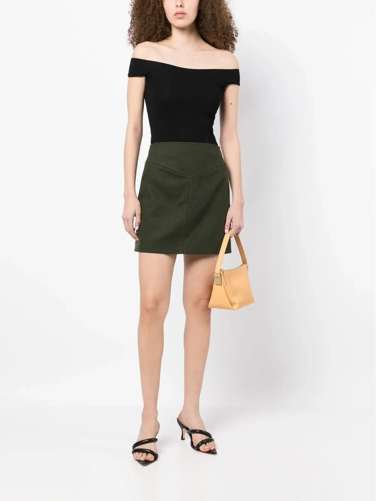 0711 virgin wool-cashmere mini skirt - Green - 画像2