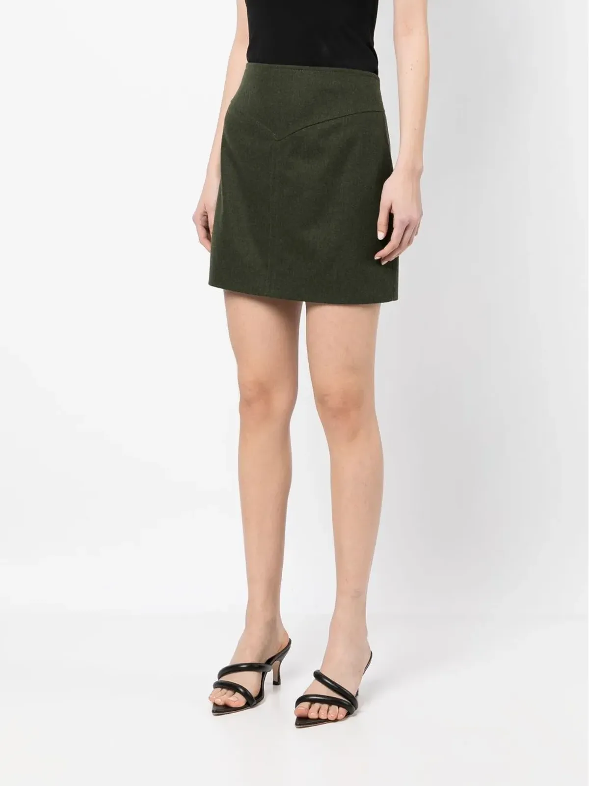 0711 virgin wool-cashmere mini skirt - Green - 画像3