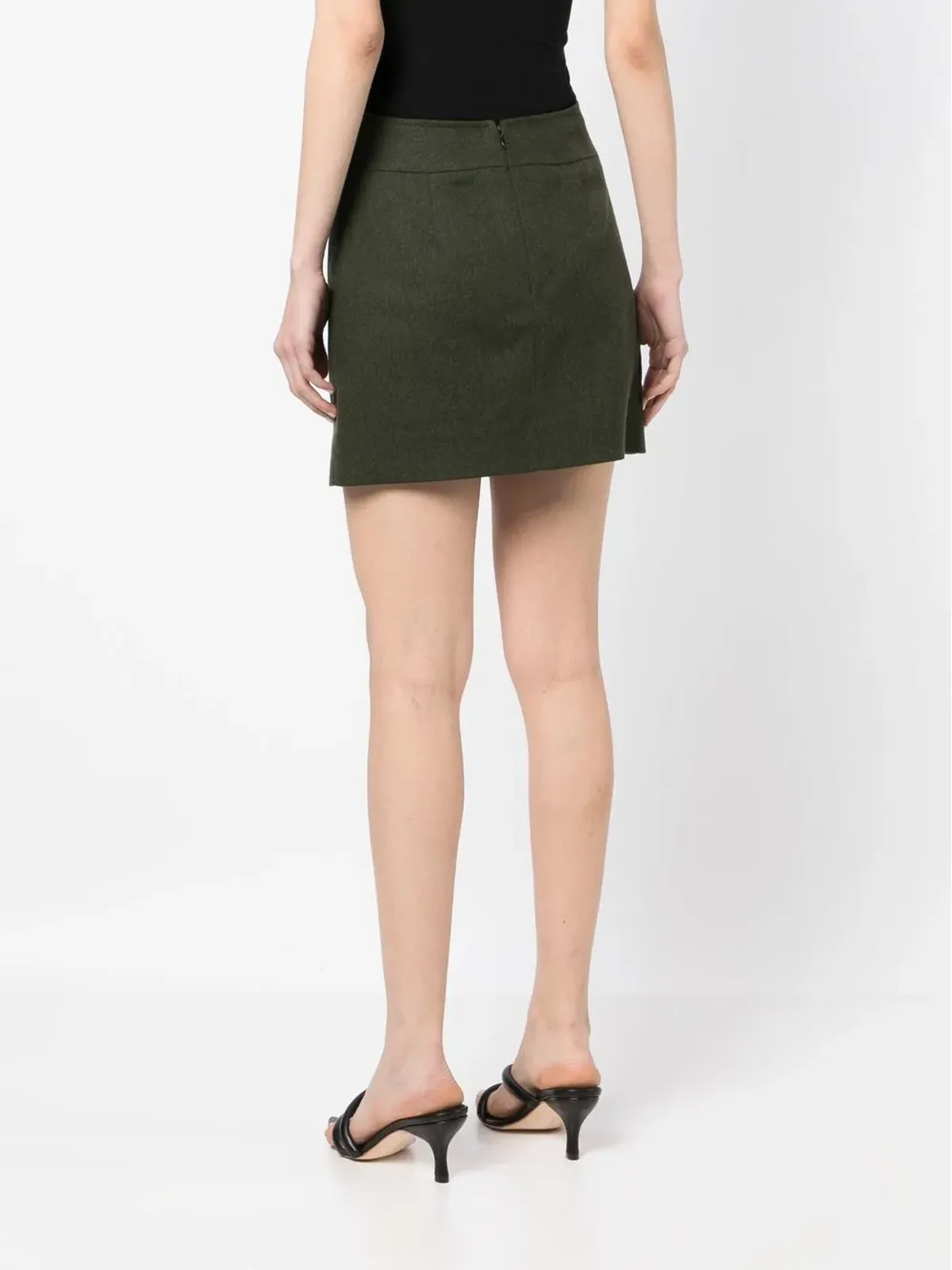 0711 virgin wool-cashmere mini skirt - Green - 画像4