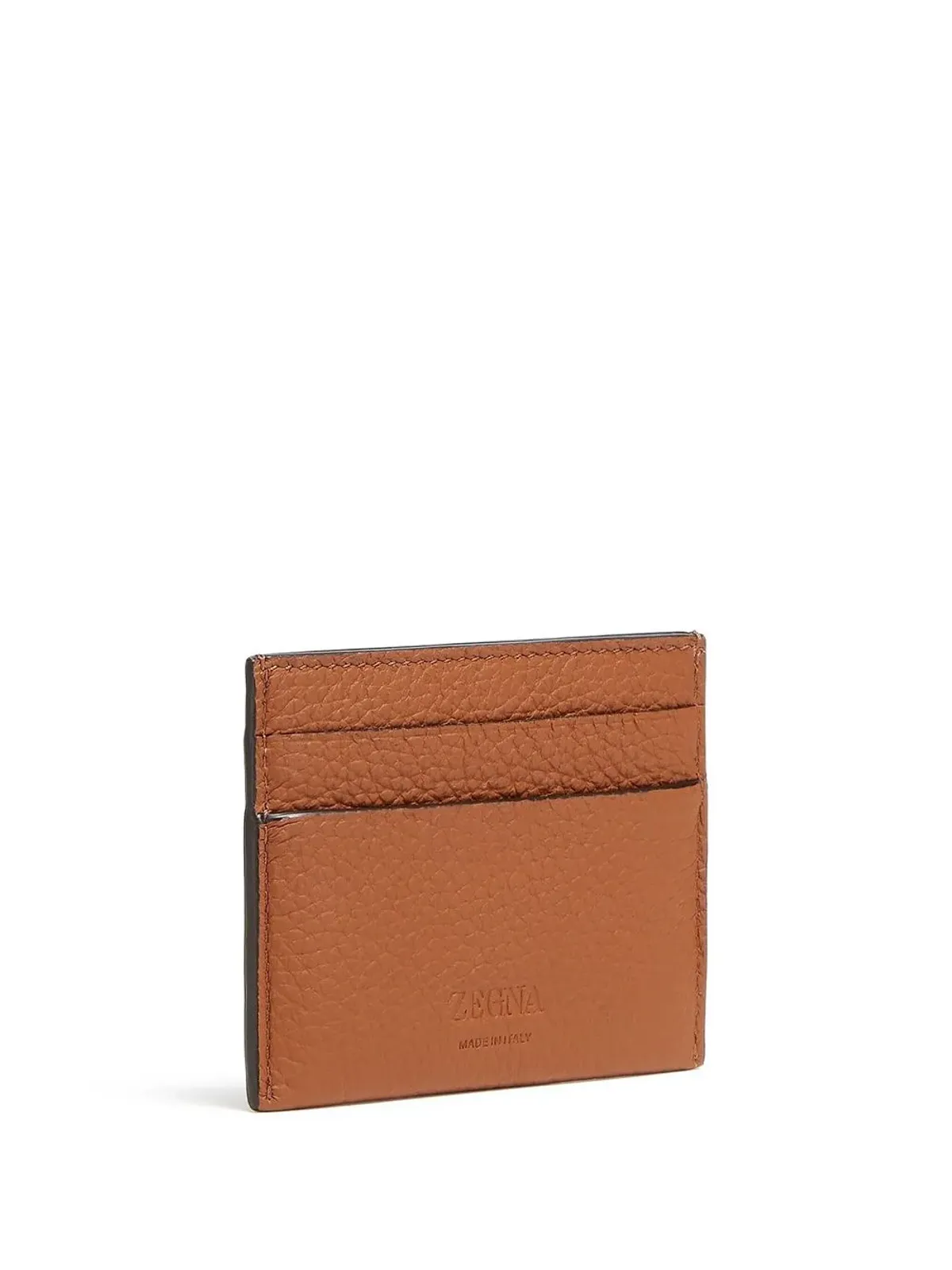 Zegna ロゴプレート レザー カードホルダー - Brown - 画像2