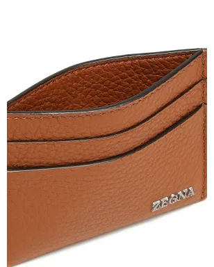 Zegna ロゴプレート レザー カードホルダー - Brown - サムネイル3