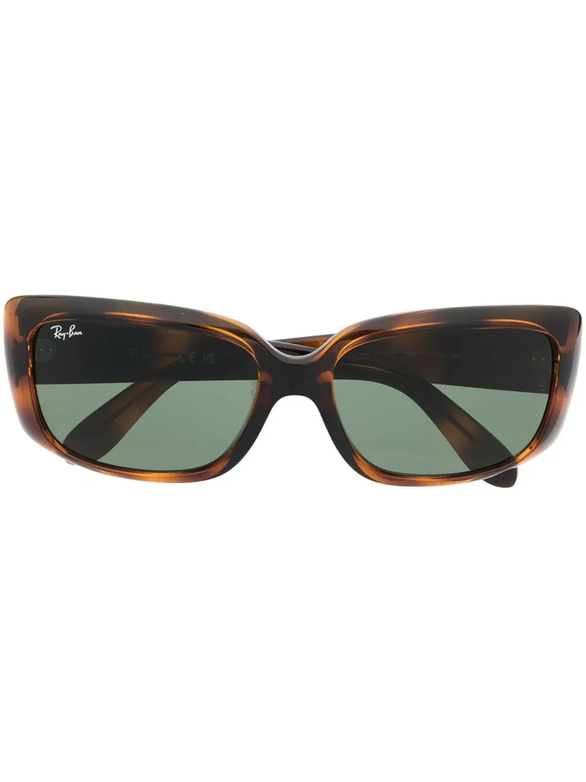 Ray-Ban 長方形フレームべっ甲風サングラス ブラウン - 画像1