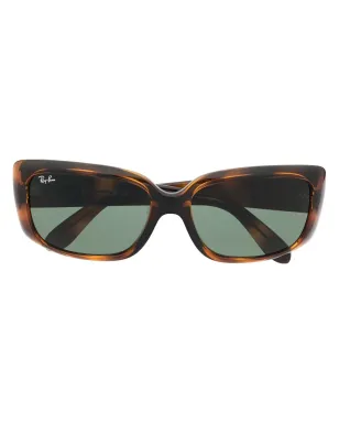 Ray-Ban 長方形フレームべっ甲風サングラス ブラウン - サムネイル1