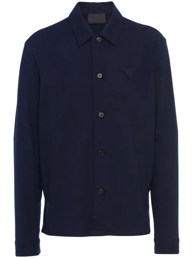 Prada Prada トライアングルロゴ ウールブレンド シャツ - ブルーの商品画像
